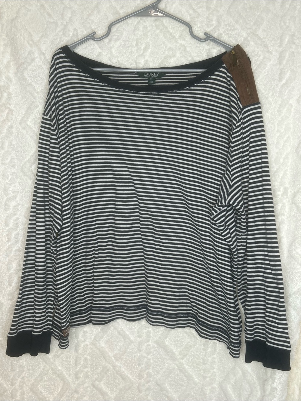 Lauren Ralph Lauren Women’s Navy and White Striped Long-Sleeve Tee